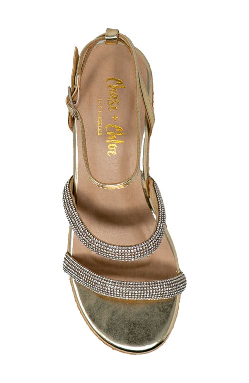 Chase & Chloe Chase And Chloe Rhinestone Strap Espadrille Wedge Sandal