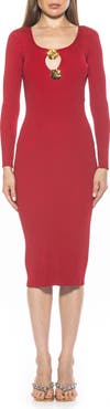Alexia Admor Tia Metal Rosette Long Sleeve Knit Dress