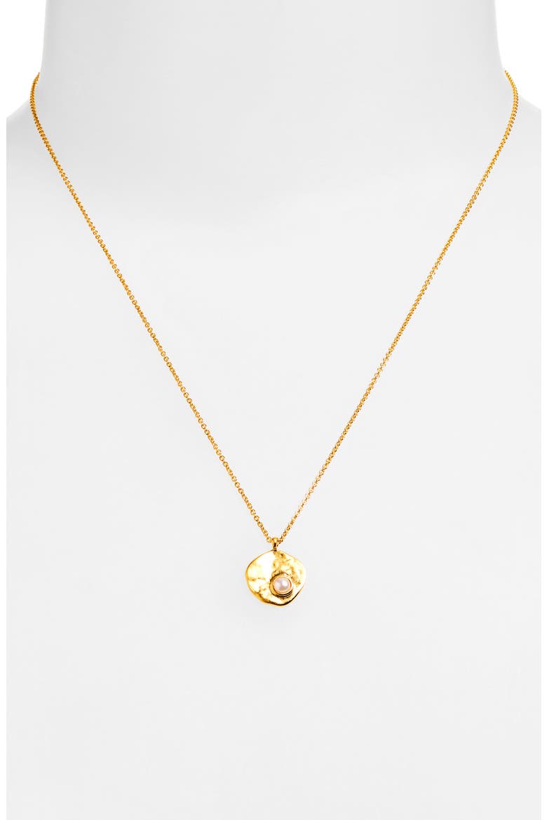 Capri Freshwater Pearl Disc Pendant Necklace, Alternate, color, 18K GOLD VERMEIL / PEARL