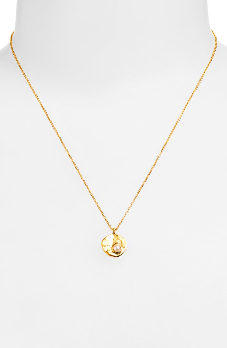 Monica Vinader Capri Freshwater Pearl Disc Pendant Necklace, Alternate, color, 18K Gold Vermeil / Pearl