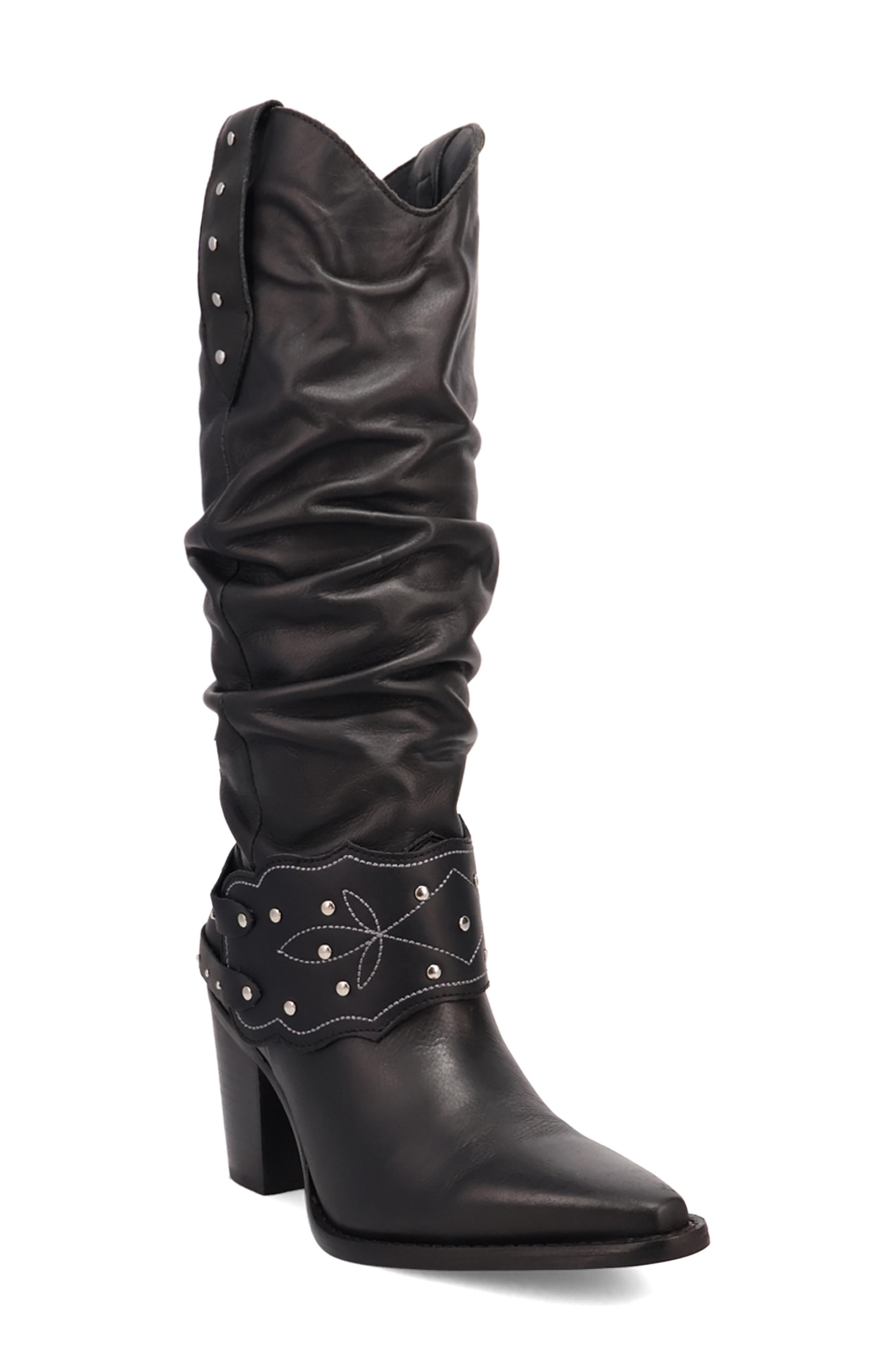 Dingo Grit n' Grace Pointed Toe Western Boot, Main, color, Black