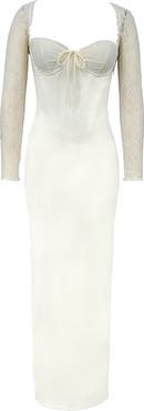 HOUSE OF CB Perdi Corset Bodice Long Sleeve Gown