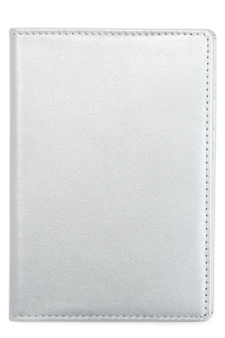 RFID Leather Passport Case, Main, color, SILVER