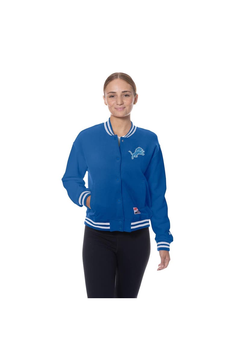 New Era Women's New Era  Blue Detroit Lions Throwback Fleece Full-Snap Jacket, Alternate, color, Blue