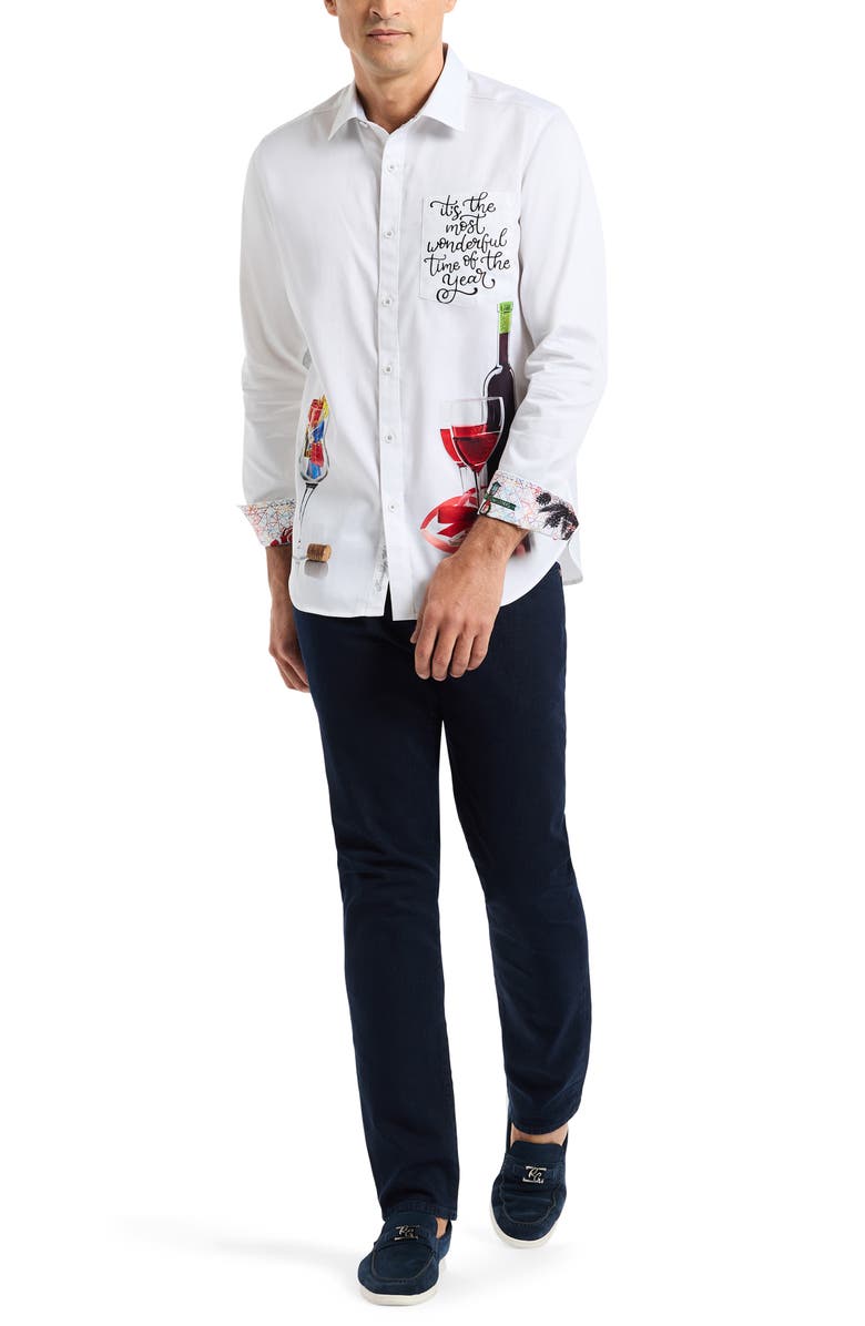 Robert Graham Holiday Cheers Cotton Dress Shirt, Alternate, color, White