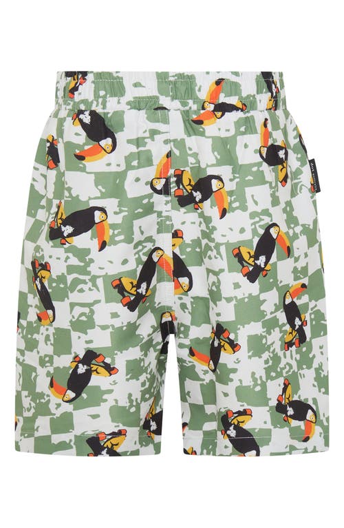 Dot Australia Kids' Pelican Check Swim Shorts In Green