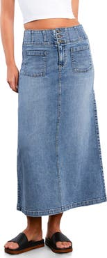 Wash Lab Denim Norah Stretch Denim Maxi Skirt