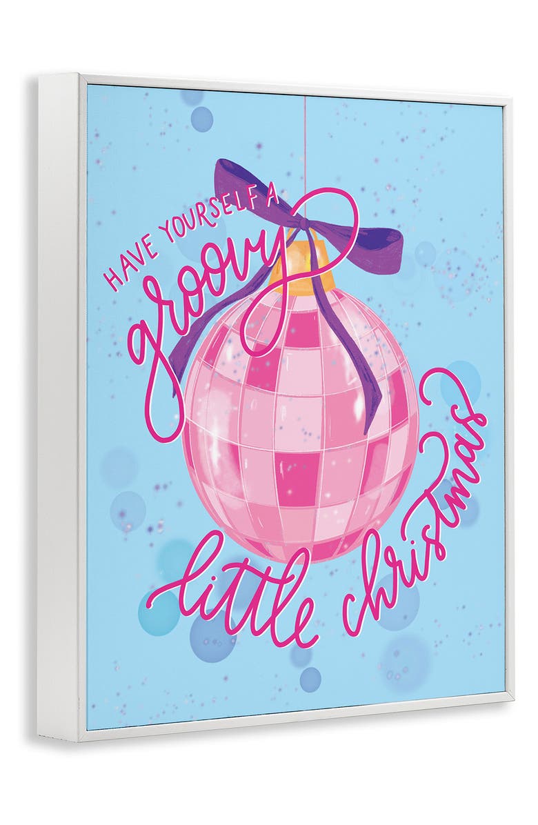 Stupell Industries Groovy Little Christmas Framed Canvas Wall Art, Alternate, color, Blue