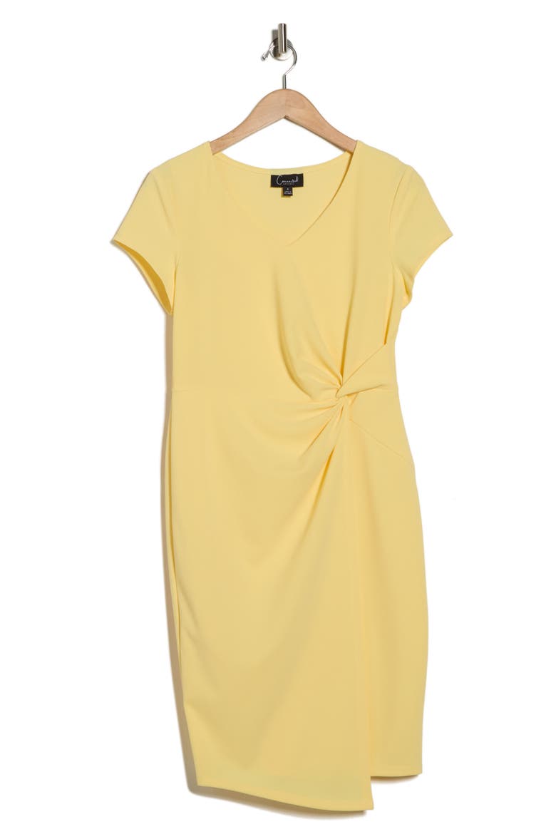 Twist Detail Asymmetric Hem Dress, Alternate, color, LEMON