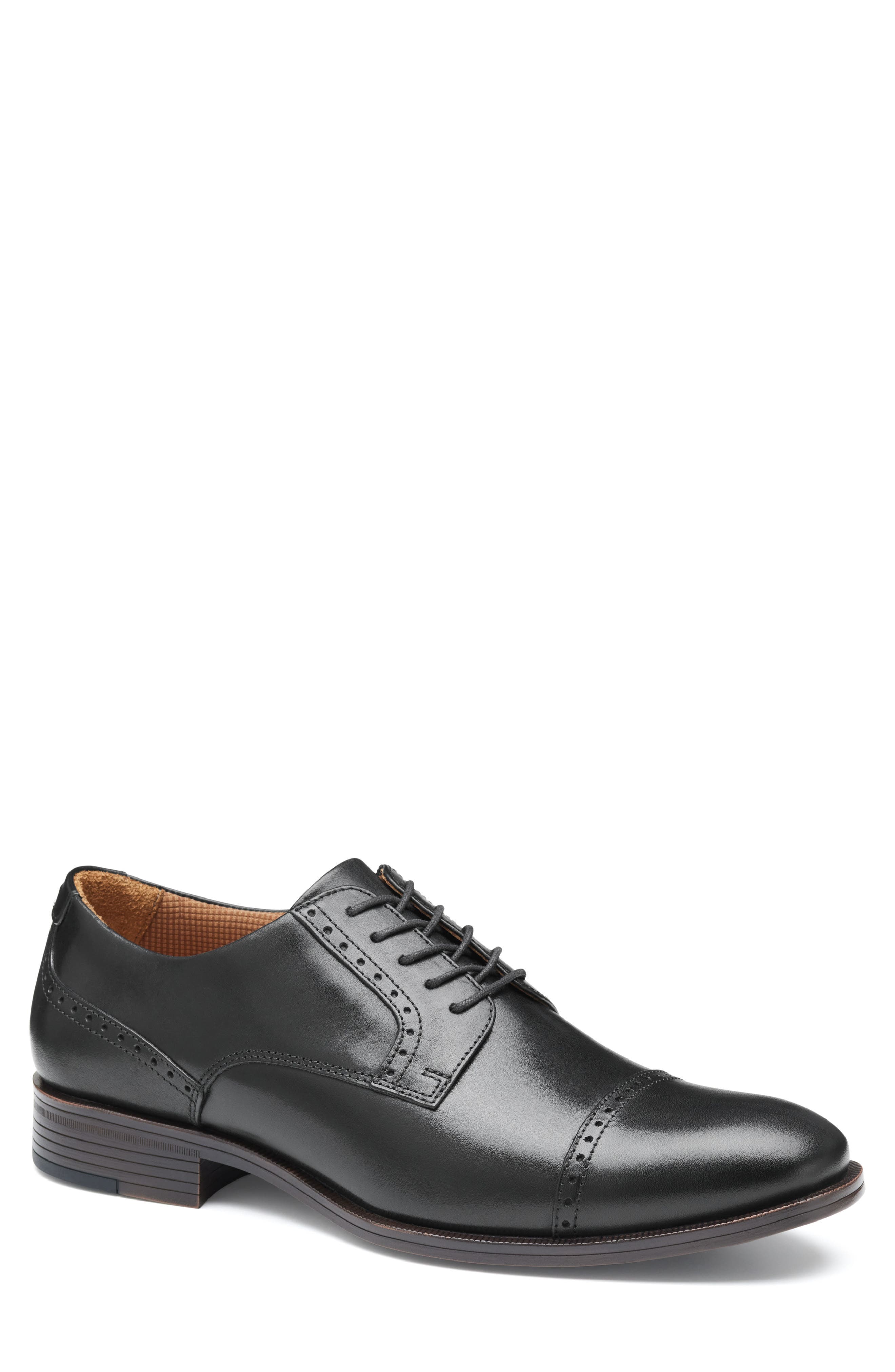 Johnston & Murphy Reeve Cap Toe Derby, Main, color, Black Full Grain