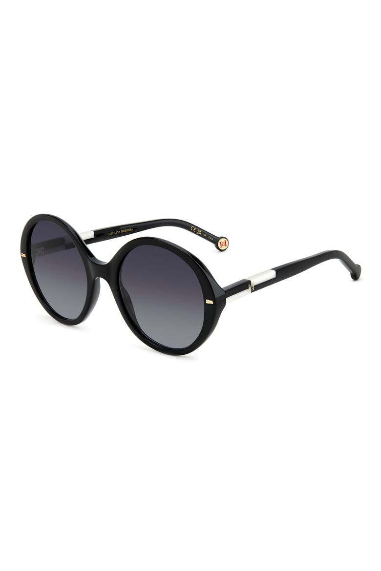 55mm Round Sunglasses, Alternate, color, BLACK WHITE/ GREY SHADED