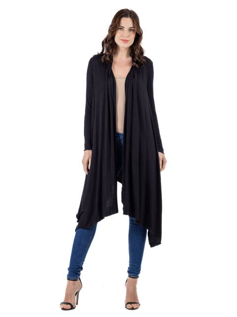 Extra Long Open Front Cardigan