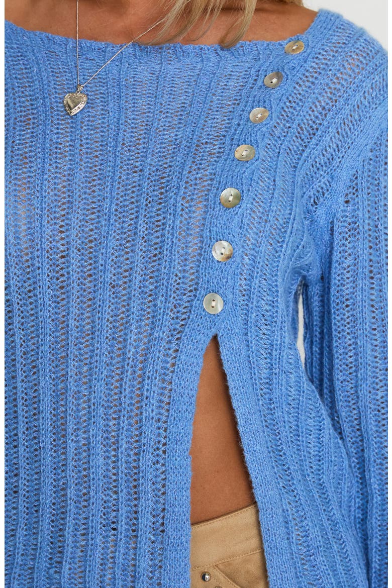 Lenker Asymmetric Button Cardigan, Alternate, color, BLUE