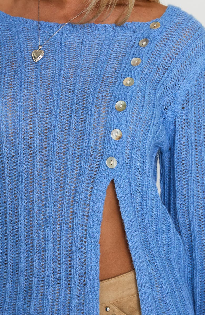 Princess Polly Lenker Asymmetric Button Cardigan, Alternate, color, Blue