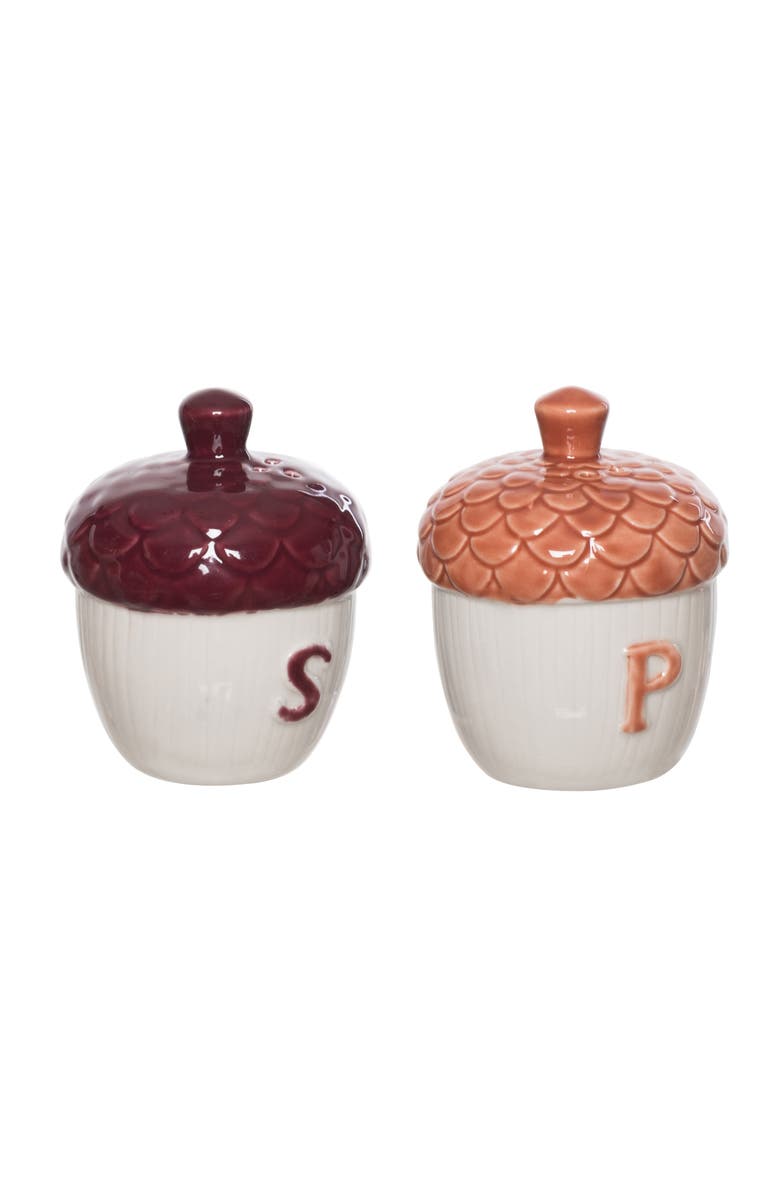 Transpac Multicolor Harvest Moody Acorn Salt and Pepper Shakers Set, Alternate, color, Brown