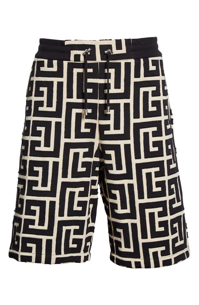 Balmain Men's Monogram Cotton Bermuda Shorts, Alternate, color,