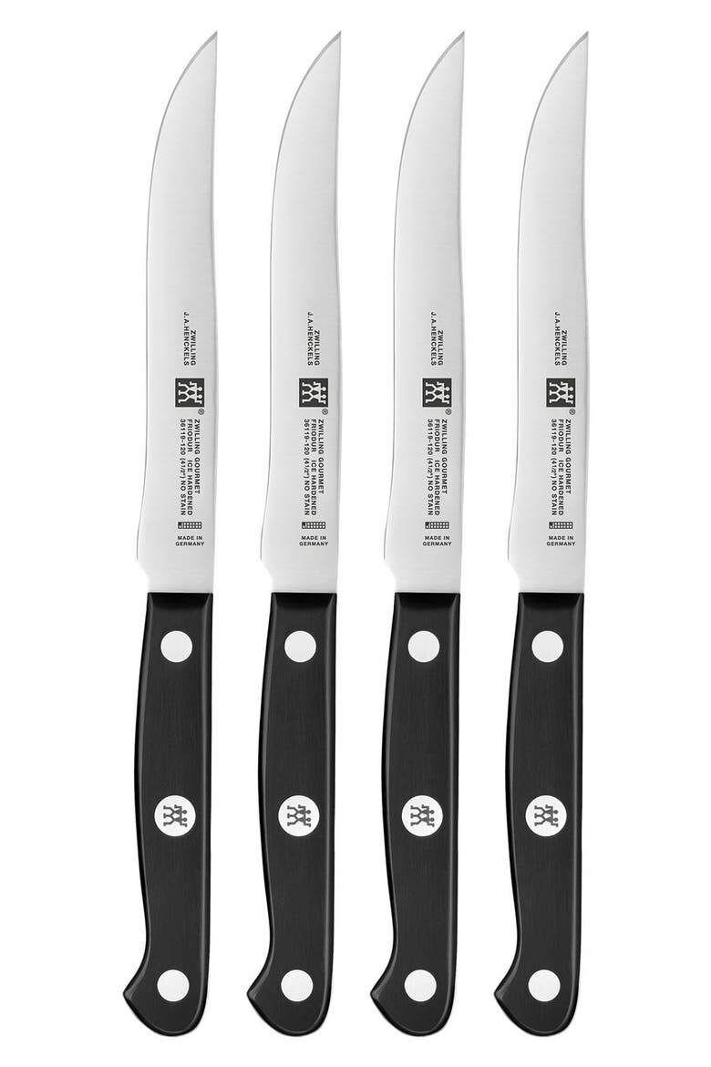 4-Piece Gourmet Steak Knife Set, Main, color, SILVER
