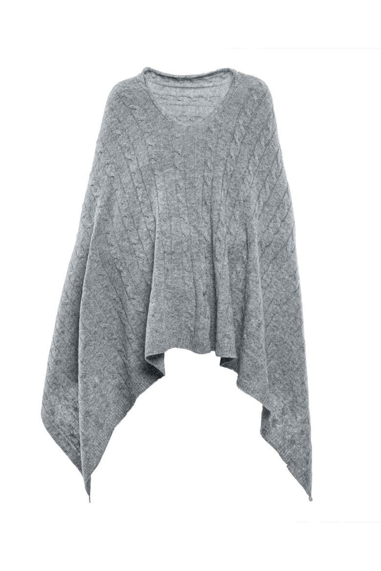 Pure Cashmere Textured Knit Poncho, Alternate, color, Melange Grey