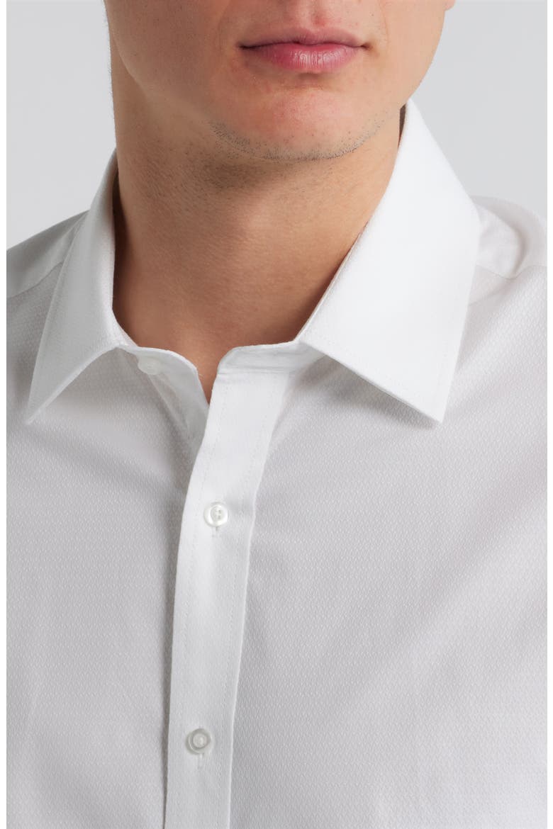 Paris Modern Fit Textured White Cotton Dress Shirt, Alternate, color, WHITE