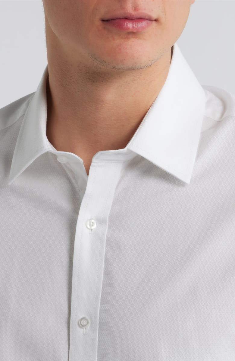 DANIEL HECHTER Paris Modern Fit Textured White Cotton Dress Shirt, Alternate, color, 