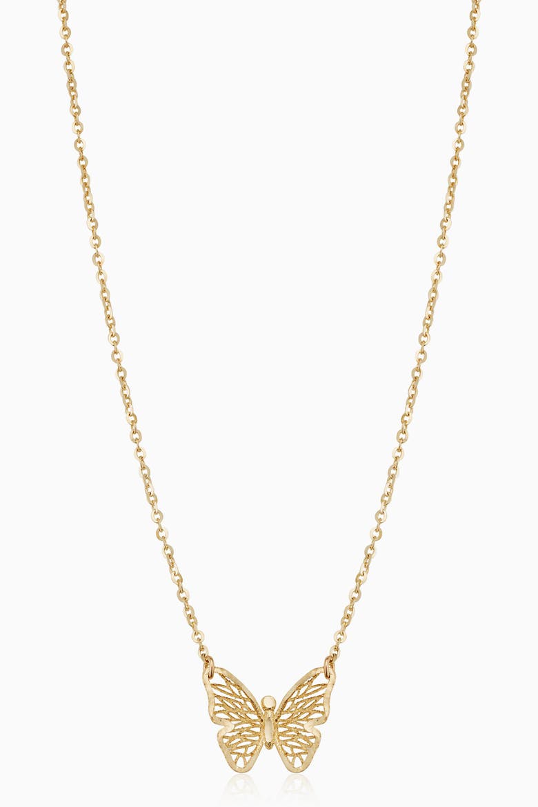 14K Yellow Gold Social Butterfly Pendant Necklace, Main, color, Yellow Gold