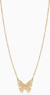 Oradina 14K Yellow Gold Social Butterfly Pendant Necklace