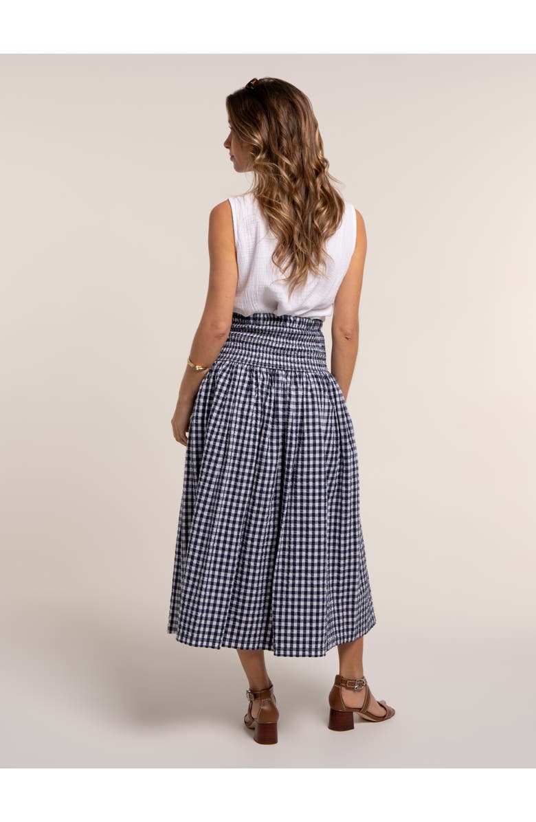 Brakeburn Teresa Gingham Midi Skirt, Alternate, color, Navy
