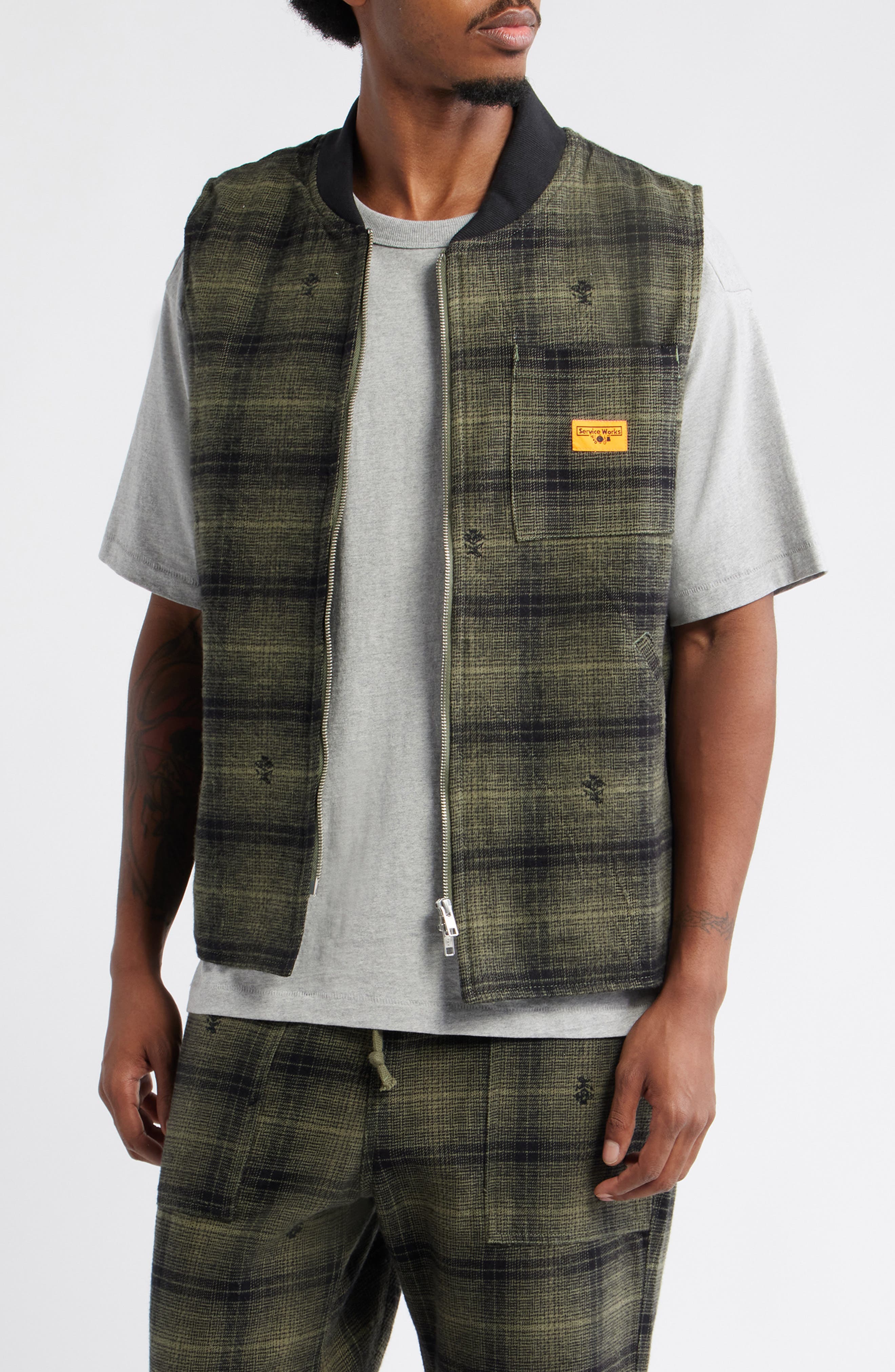 Service Works Thistle Plaid Organic Cotton Work Vest