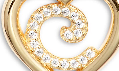 Argento Vivo Sterling Silver Heart Cubic Zirconia Initial Pendant Necklace In Gold