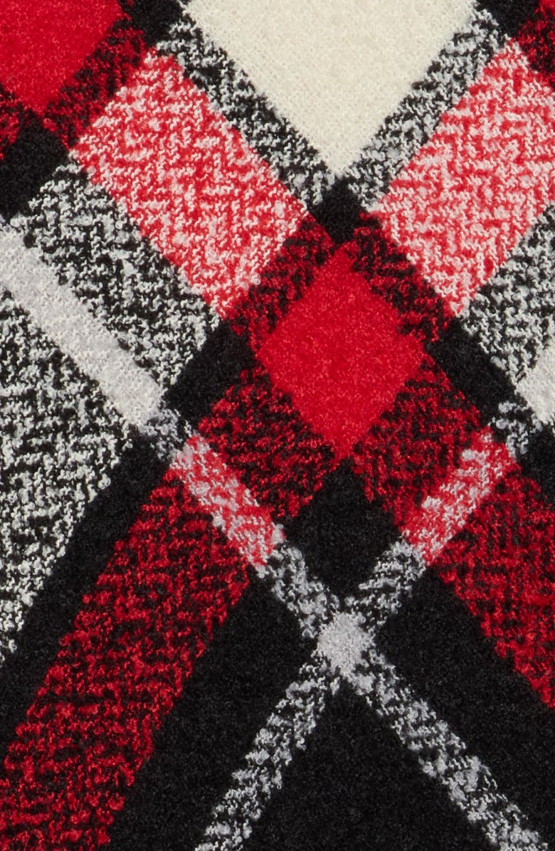 Vince Camuto Scale Plaid Fringe Scarf, Alternate, color, Black Red