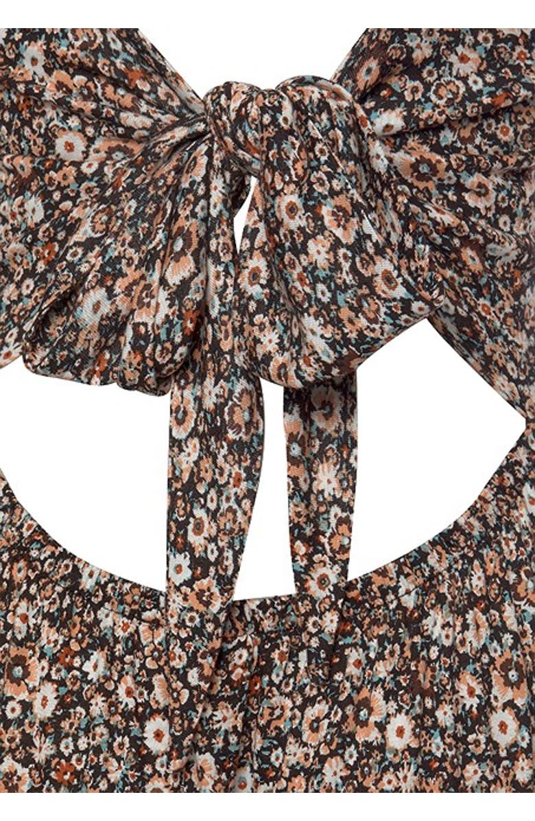LASCANA Women's Floral Bow Detail Dress, Alternate, color, Brown Multi