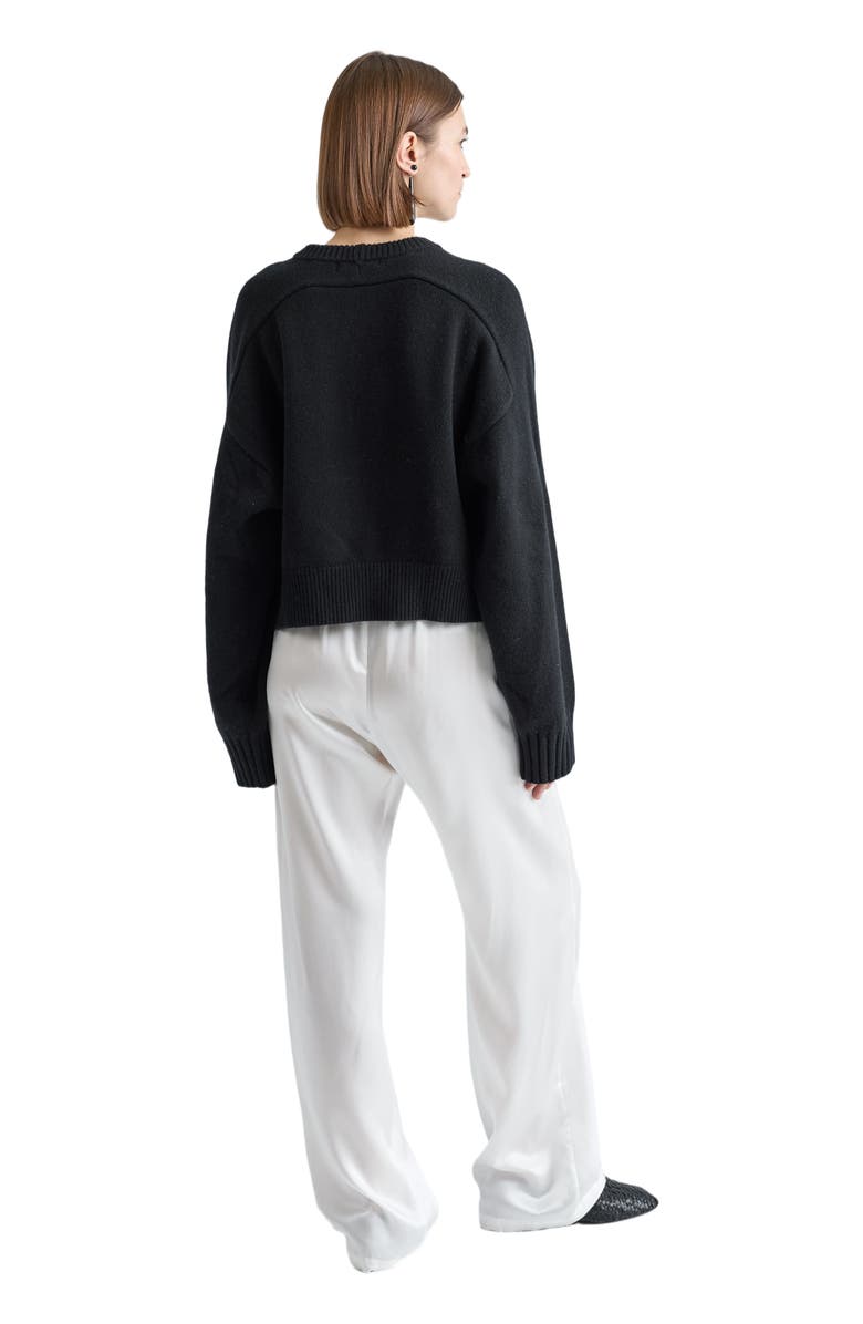 Almina Concept Cropped Wool Sweater, Alternate, color, Black