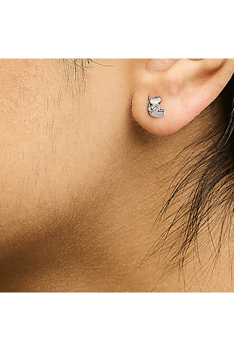 Silver Round Diamond Fashion Earrings, Alternate, color, White