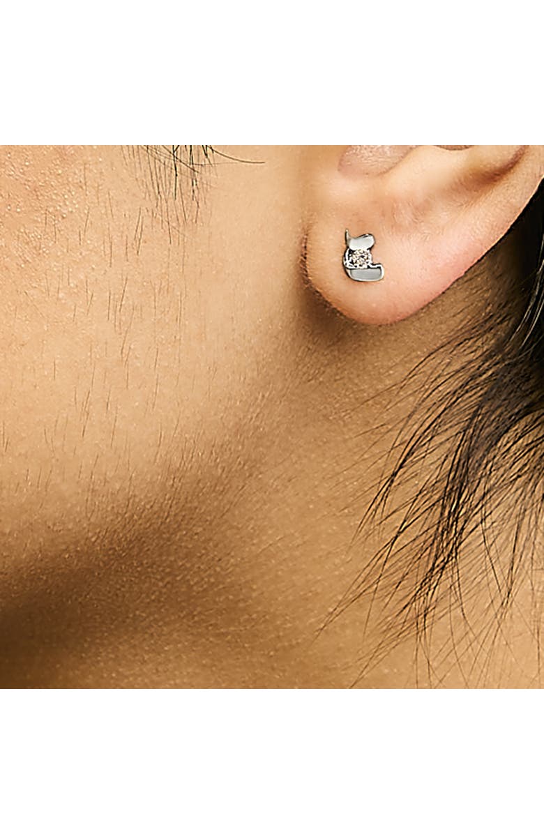 Haus of Brilliance 10K Gold 1/10 Cttw Diamond Espira Swirls Solitaire Push Back Stud Earrings, Alternate, color, White