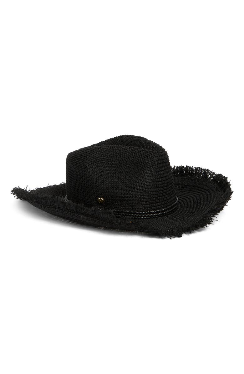 BCBG Packable Knit Cowboy Hat, Main, color, Black