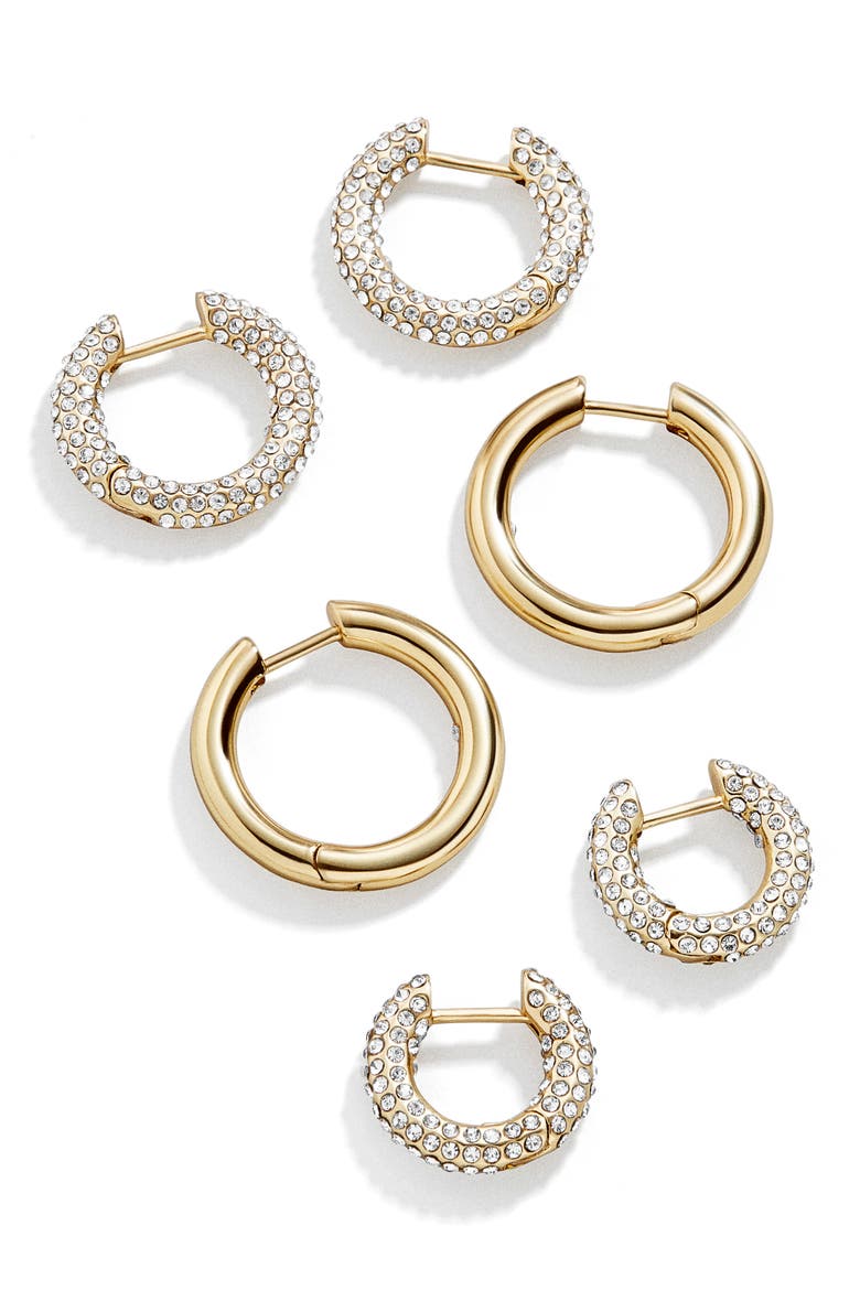 Lucy Set of 3 Huggie Hoop Earrings, Main, color, GOLD