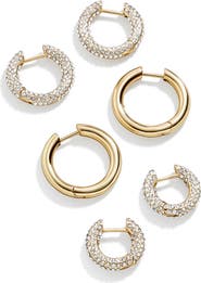 BaubleBar Lucy Set of 3 Huggie Hoop Earrings