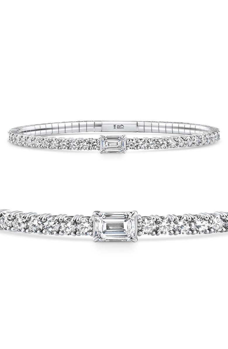 Bliss Diamond 4 1/2Ct Diamond Bangle Emerald Solitaire Flexible Tennis Bracelet 14k Lab Grown, Main, color,
