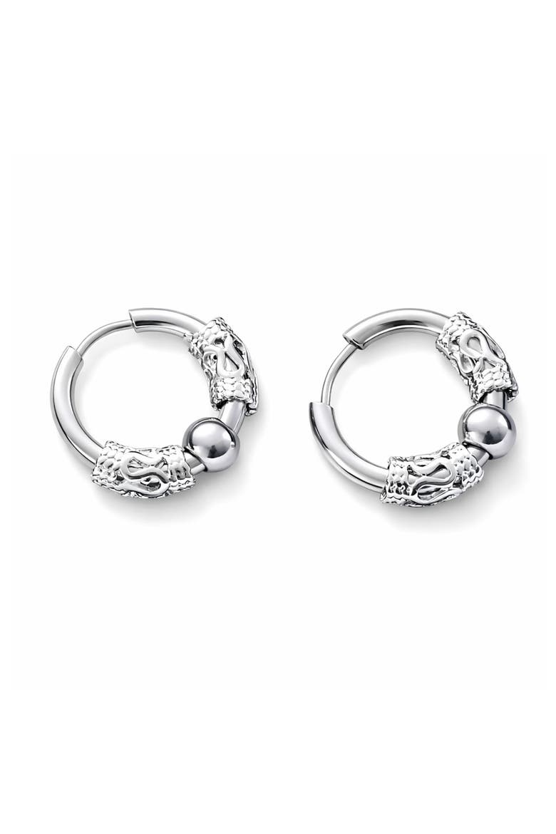Stainless Steel Snake Wrapped Huggie Hoop Earrings, Main, color, SILVER