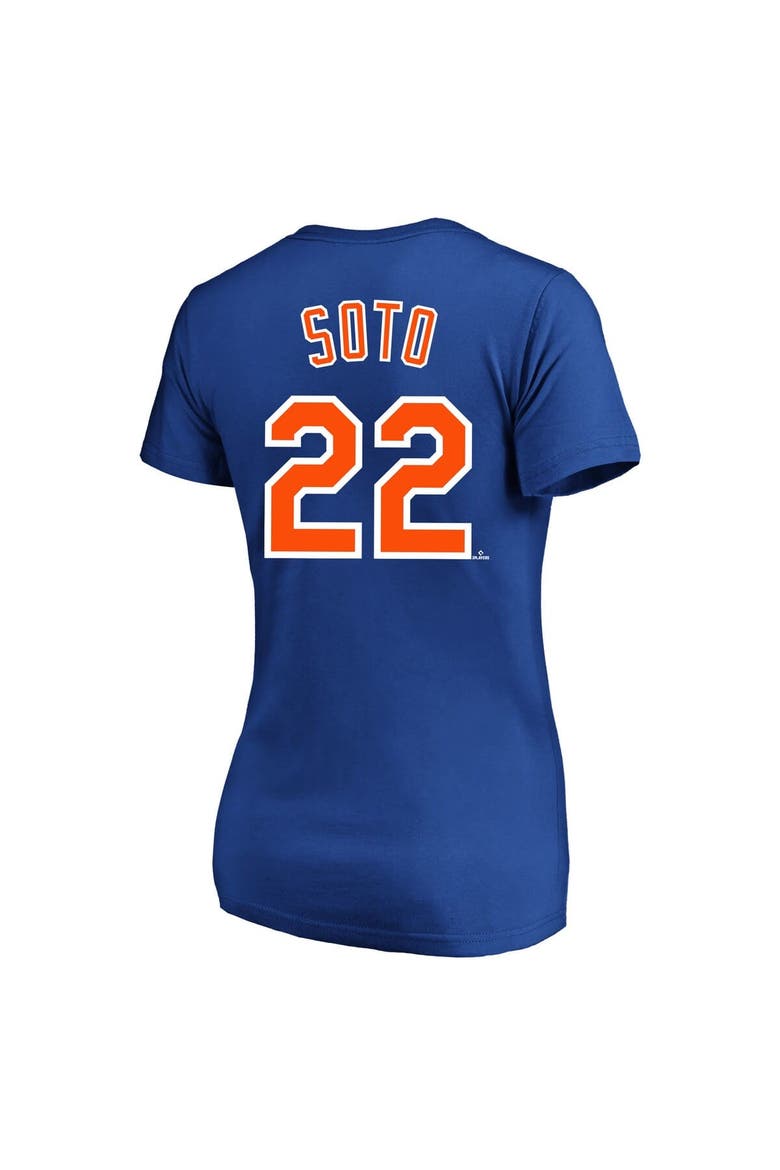 Women's Profile Juan Soto Royal New York Mets Plus Size Name & Number V-Neck T-Shirt, Alternate, color, Royal