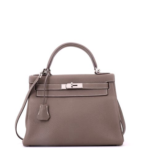 Kelly Handbag Grey Clemence with Palladium Hardware 28