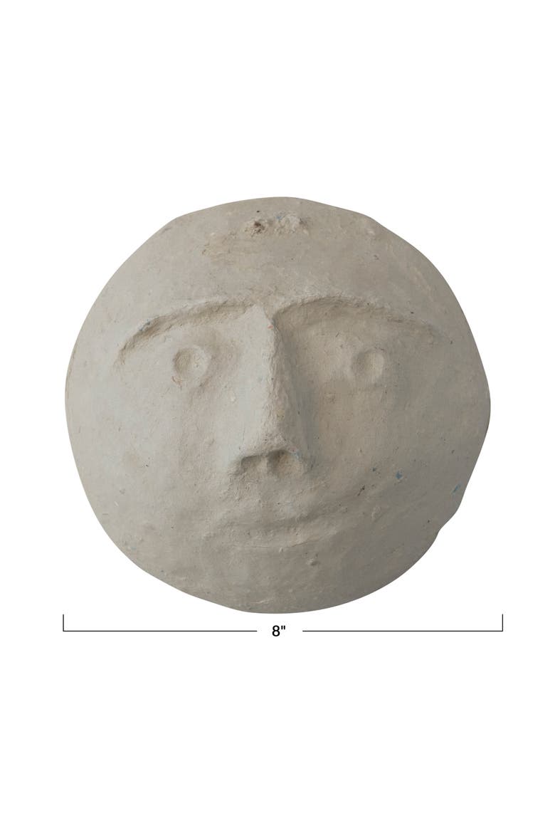 Paper Mache Moon with Face Wall Decor, Ivory, Alternate, color, Ivory