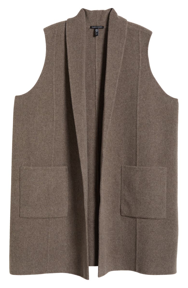 Eileen Fisher Shawl Collar Wool Vest, Alternate, color, Taupe