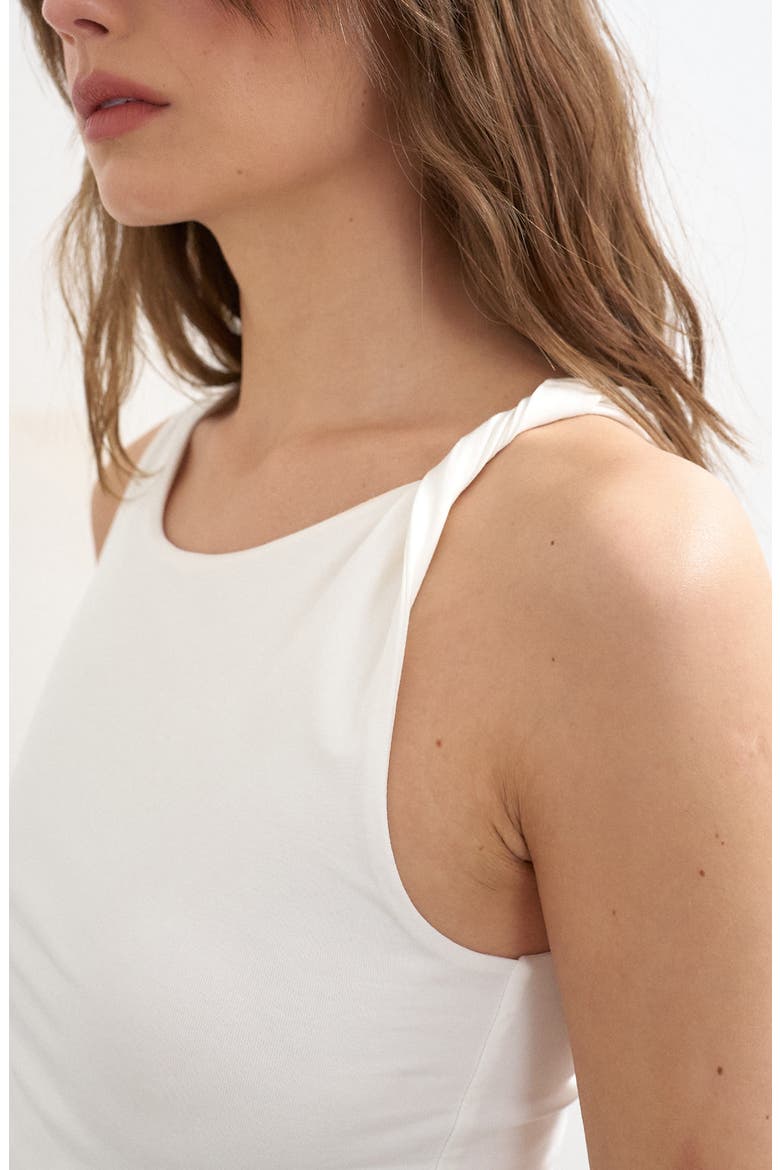 Twist Shoulder Side Ruched Tank, Alternate, color, IVORY