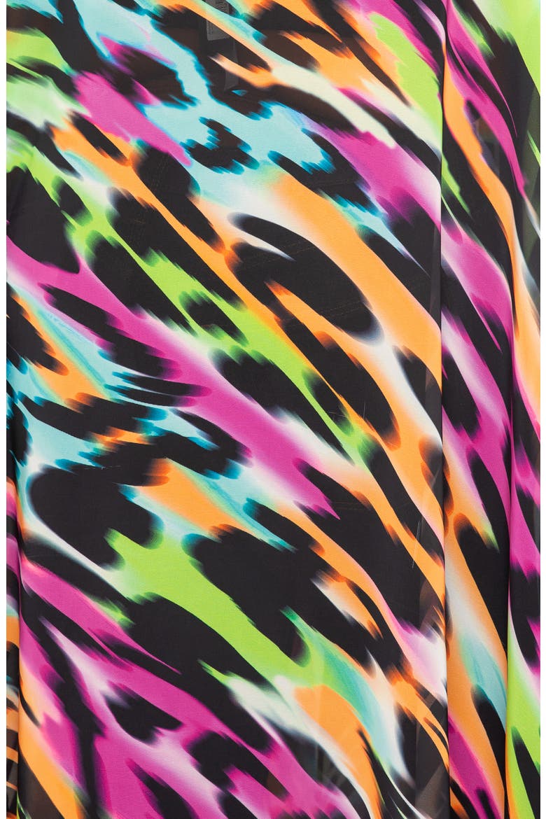 Animal Print Chiffon Robe with Wrist Bands, Alternate, color, MULTI