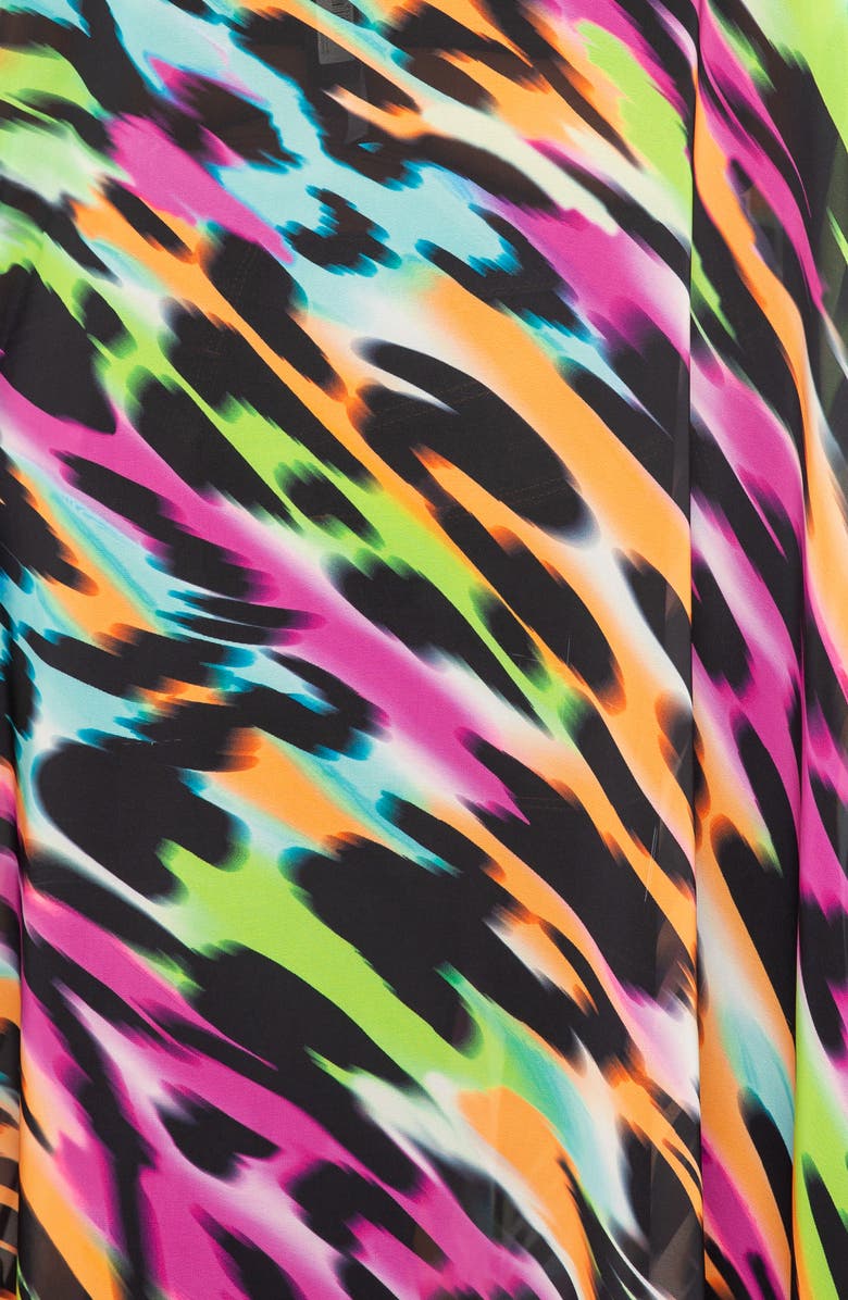 BUXOM COUTURE Animal Print Chiffon Robe with Wrist Bands, Alternate, color, Multi