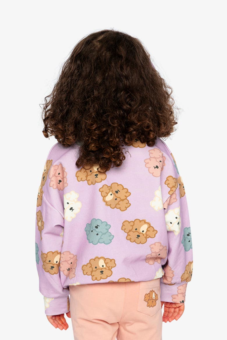 French Terry Poodle Round Neck Sweatshirt, Alternate, color, Purple Poodle Print
