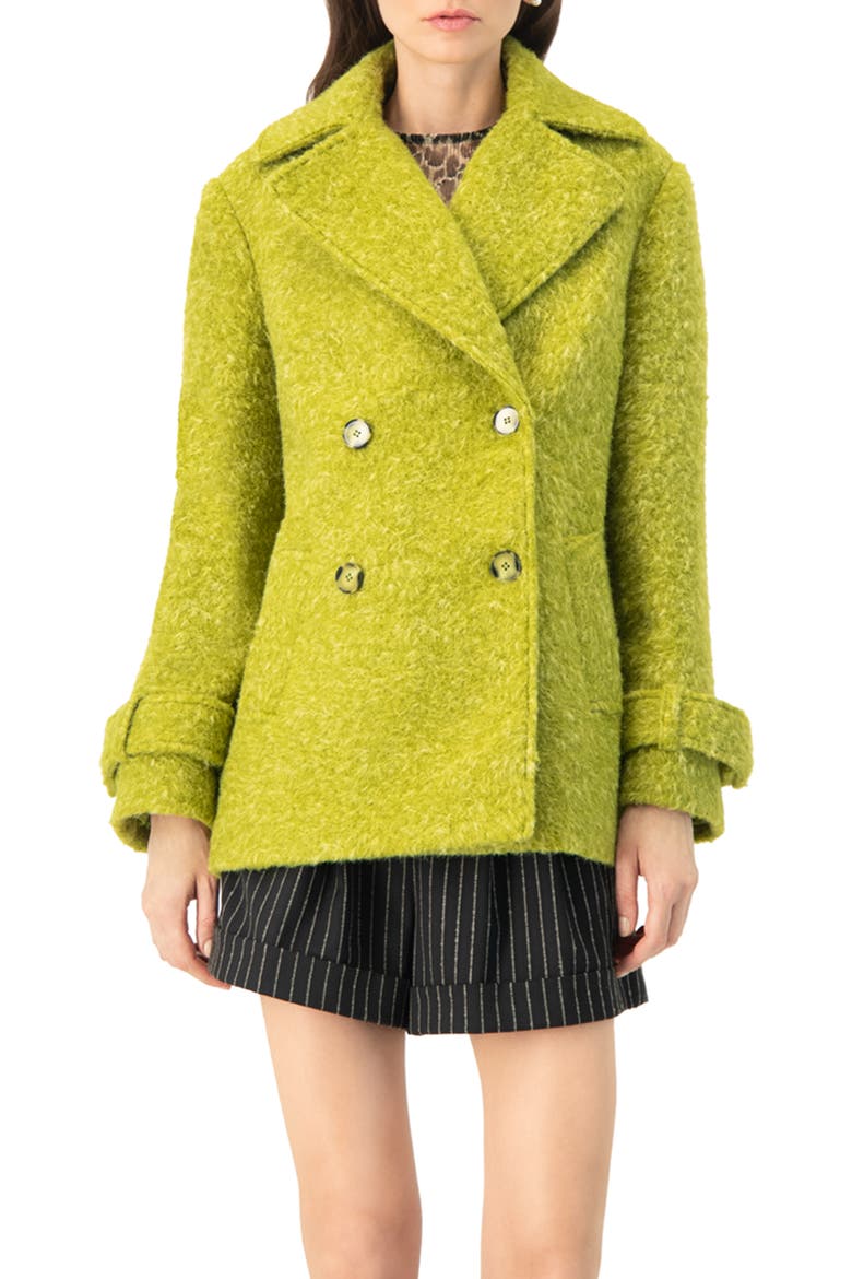 Double-Breasted Coat with Maxi Lapel, Main, color, Green