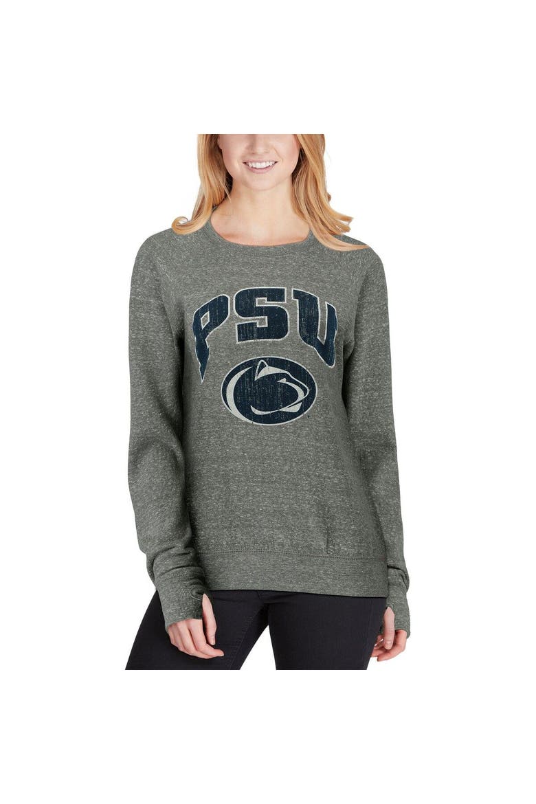 Women's Pressbox Heathered Gray Penn State Nittany Lions Edith Vintage Knobi Pullover Sweatshirt, Alternate, color, Heather Gray