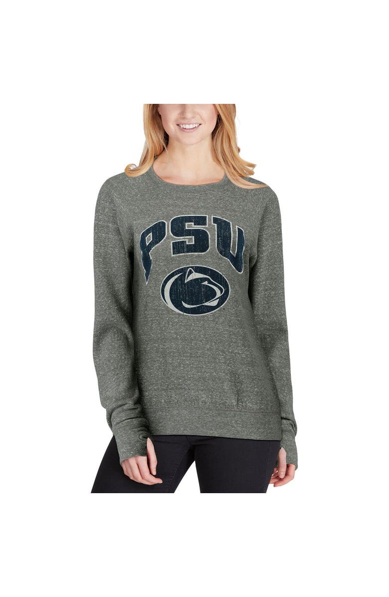 PRESSBOX Women's Pressbox Heathered Gray Penn State Nittany Lions Edith Vintage Knobi Pullover Sweatshirt, Alternate, color, 